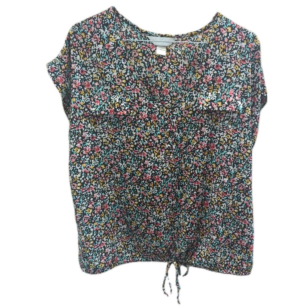 Christopher And Banks women's Size Small Short Sleeve Floral Blouse